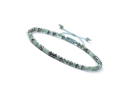 Natural Burmese Jade and Hematite Bradied