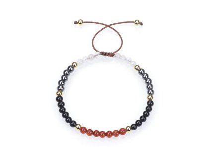 Moonstone, Black Onyx, Hematite and Carnelian Bradied