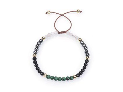 Moonstone, Black Onyx, Hematite and Malachite Bradied