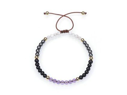 Moonstone, Black Onyx, Hematite and Amethyst Bradied