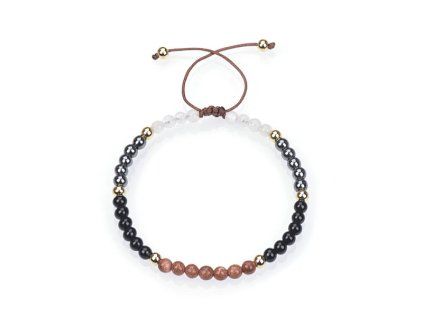 Moonstone, Black Onyx, Hematite and Goldstone Bradied