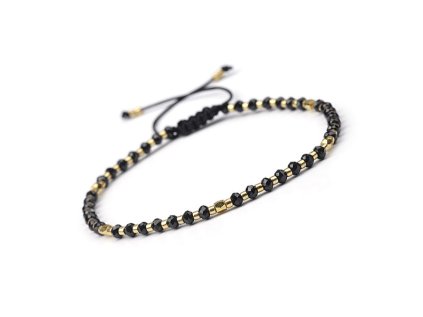 Black Spinel Faceted Rondelle and Seed Beads