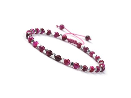 Dyed Fuchsia Tiger Eye and Hemaite