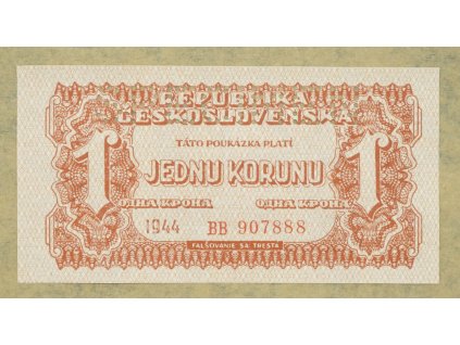 1 KORUNA 1944 SERIE BB SPECIMEN UNC