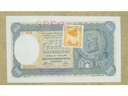 100 KORUN 1940 SPECIMEN serie K14 kolek