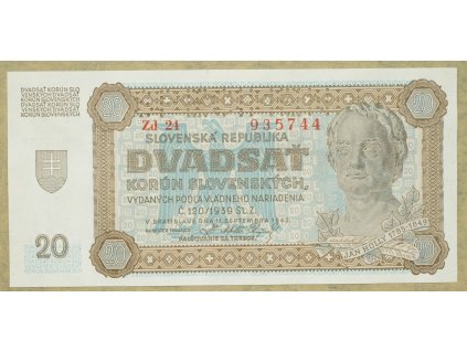 20 Ks 1939 serie Zd 24 SPECIMEN UNC