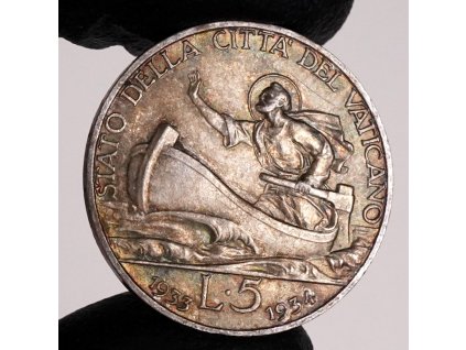 stříbrná 5 lir 1933 - 1934 JUBILEJNÍ Vatikán