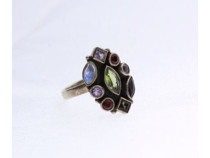 Stříbrný prsten s barevnými kameny x926 (3)