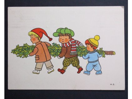Stará pohlednice Vánoční děti se stromečkěm H. Zmatlíkové P146 (2)