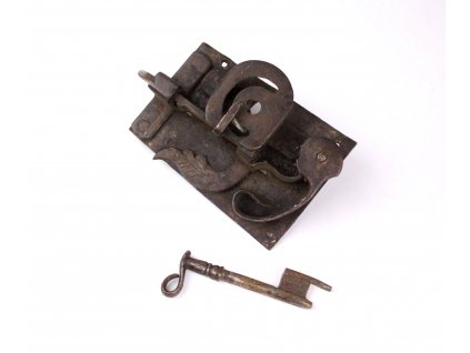 Starořitný kovaný zámek s klíčem x1212 (3)