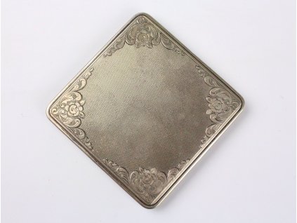Starožitná stříbrná pudřenka gravírovaná x1275 (3)