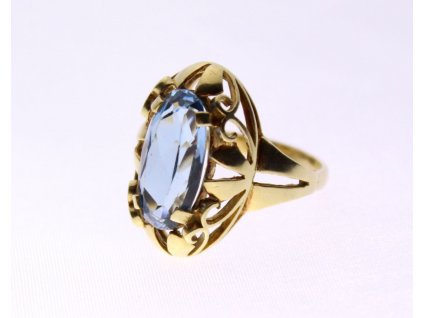 Zlatý prstýnek modrý kámen x1779 (5)