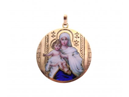 Zlatá starožitná Madonka s Ježíškem přívešek x1793 (1)