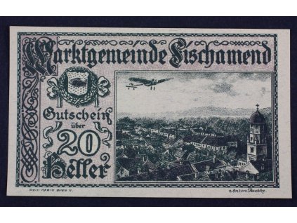 31580 nouzova bankovka banknote austria fischamend 20 heller avion