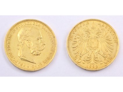 Zlatá mince 20 koruna 1892