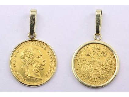 Zlatý Dukát Františka Josefa I. s rámečkem