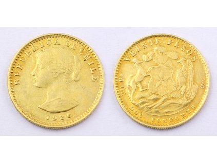 Zlatá mince CHILLE 20 PESOS 1926