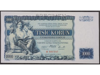 1000 Kč 1934 s.R specimen UNC