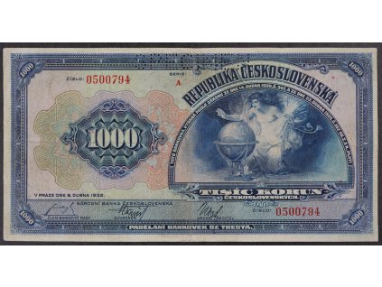 1000 Kč 1932 s.A specimen