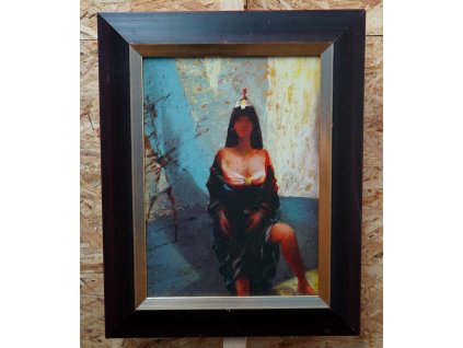 Obraz tojící žena - jan vlček - olej sololit 1993