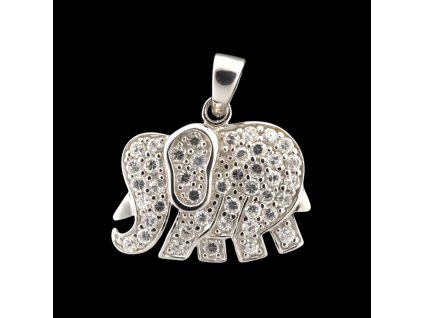 Stříbrný přívěsek slon s kamínky