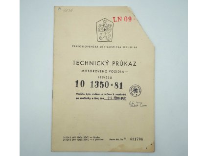 Technický průkaz TRAKTOR SKLÁPECÍ  PŘÍVĚS PA - 3.5