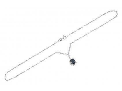 Stříbrný náhrdelník s granátovými kamínky 39 cm