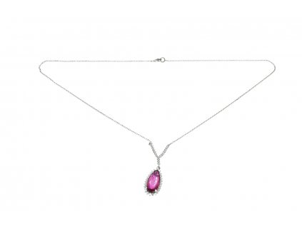 Stříbrný náhrdelník s blyštivým kamínkem 49 cm