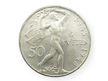 Stříbrná pamětní mince 50 Kčs 5.květěn 1945-1948