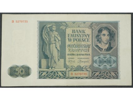 50 ZLOTYCH 1941 serie B // bankovka POLSKO // neperf. /