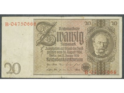 20 mark 1929 - 20 marek serie B bez podtisku