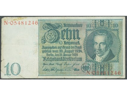 Německo 10 Mark 1929 serie N