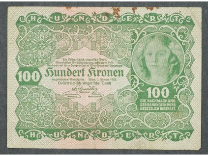 100 KRONEN 1922 RAKOUSKO