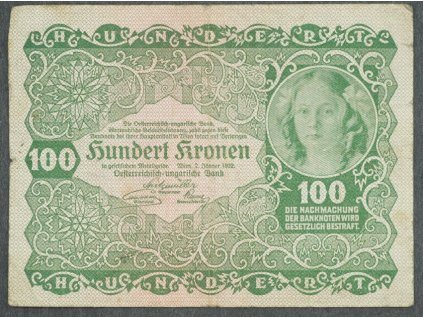 100 KRONEN 1922 RAKOUSKO