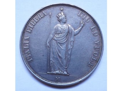 (MR1024) Ferdinand V 5 Lira 1848 M var c