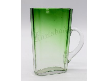 Lázeňský pohárek KARLOVY VARY zelené sklo