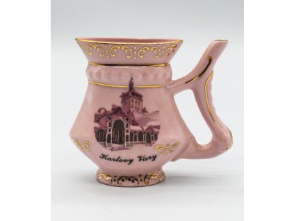 Lázeňský pohárek růžový porcelán KARLOVY VARY