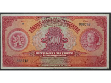 500 korun 1929 serie H SPECIMEN