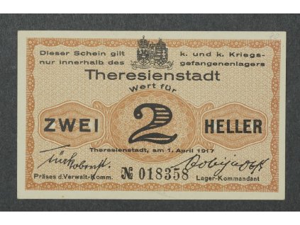 Zajatecký tábor Terezín - Theresienstadt, 2 Heller 1917 - sbírková