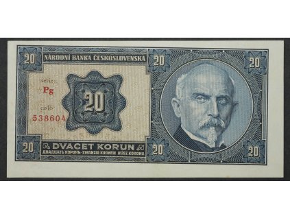20 korun 1926 serie Pg UNC křivý řez