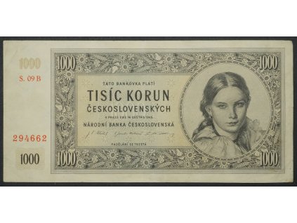 1000 korun 1945 s. 09 B