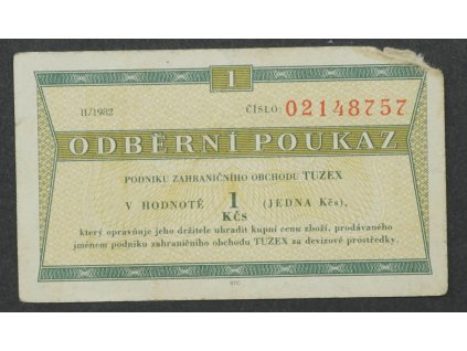 1 Kčs Tuzex II/1982