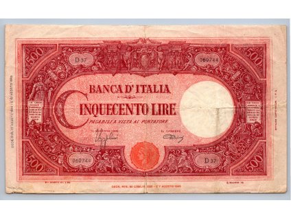 500 LIRE 1943 CENTO BANCA D'ITALIA