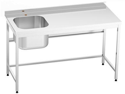 Nerezový stůl s dřezem vlevo lisovaný 120x70x85cm, (dřez 40x50x30cm)