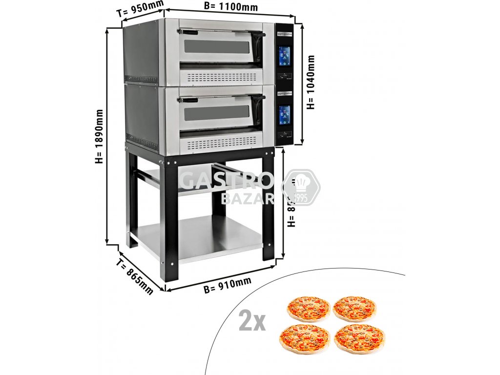 Plynová pizza pec - 4x 30 cm - včetně základny