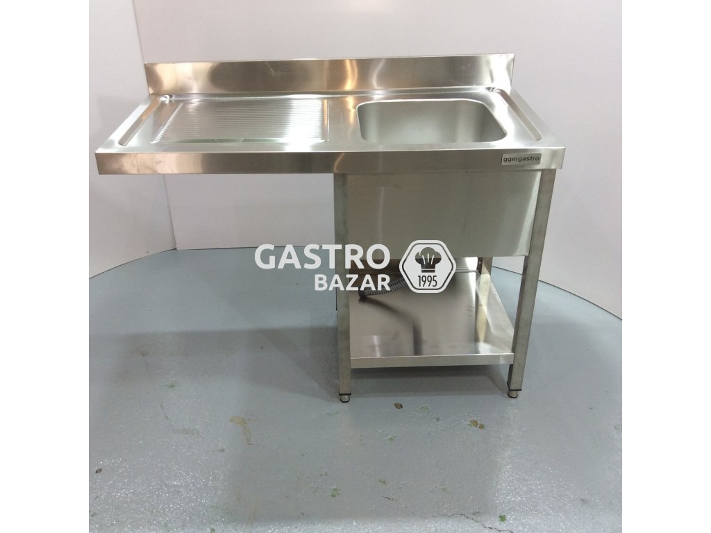 Nerezový dřez k myčce nádobí 1,2 m - 1 umyvadlo vpravo - Gastro-bazar.