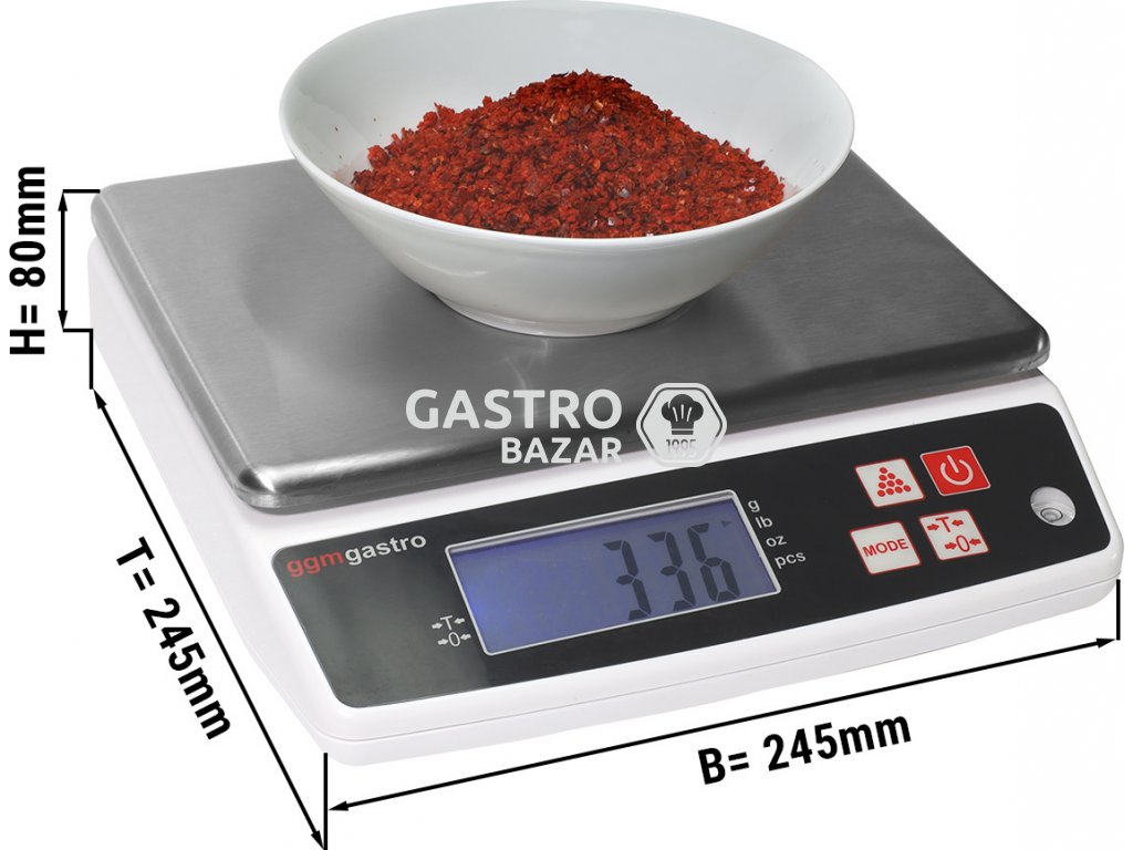 Digitální kuchyňská váha do 5 kg - dělení: 0,5 gramu - Gastro-bazar.