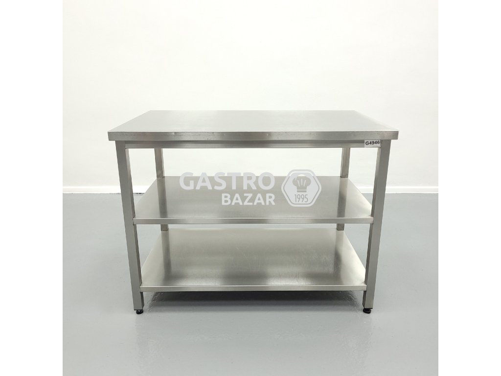 Nerezový stůl s dvěma policemi - 120 x 70x 90 cm