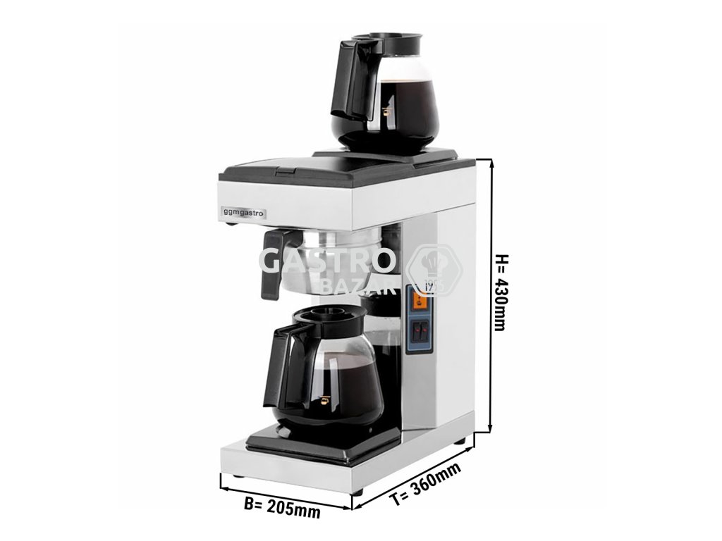 Filter coffee maker - 1.8 liters - 2.39 kW - with 2 hot plates & thermokinetics - incl. 2 glass jugs