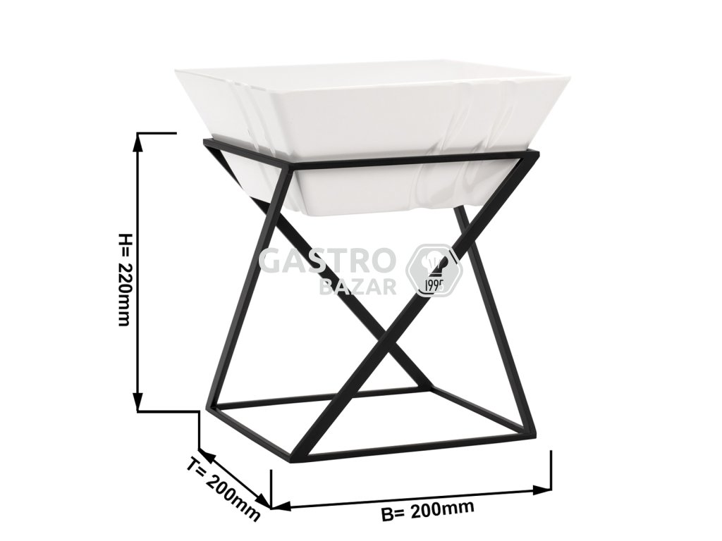 Etagere / Buffet stand - Black - incl. 1 melamine bowl - Rectangular